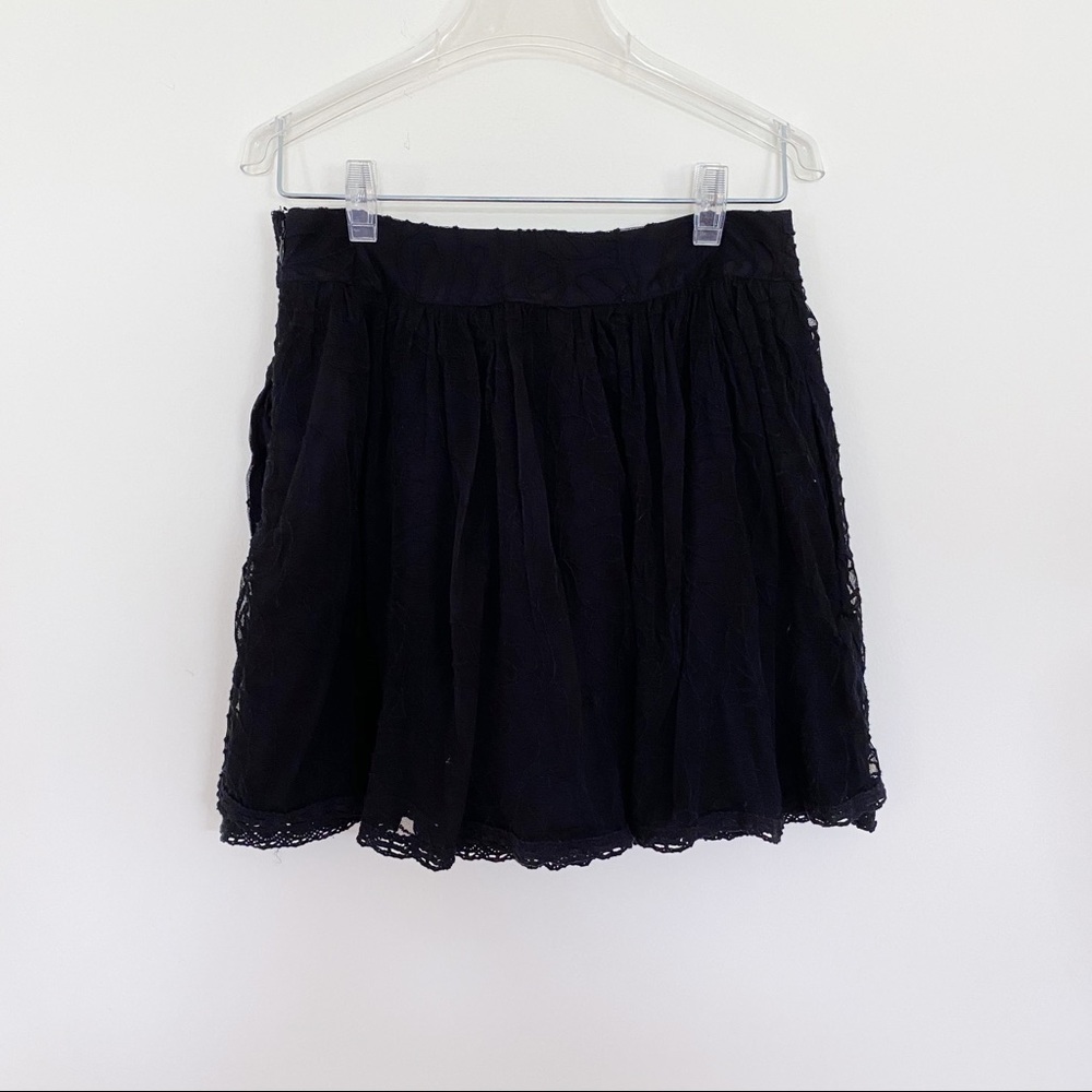 Free People Lace Overlay High Waisted Black Skirt - Picture 1 of 7